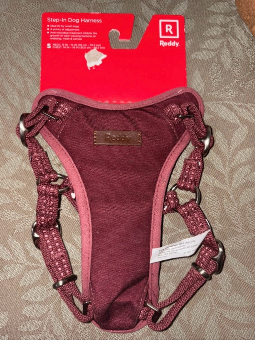 reddy small dog Harness in Burgundy and Dusty Rose
